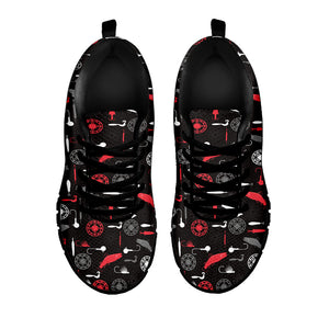 Fishing Theme Pattern Print Black Sneakers