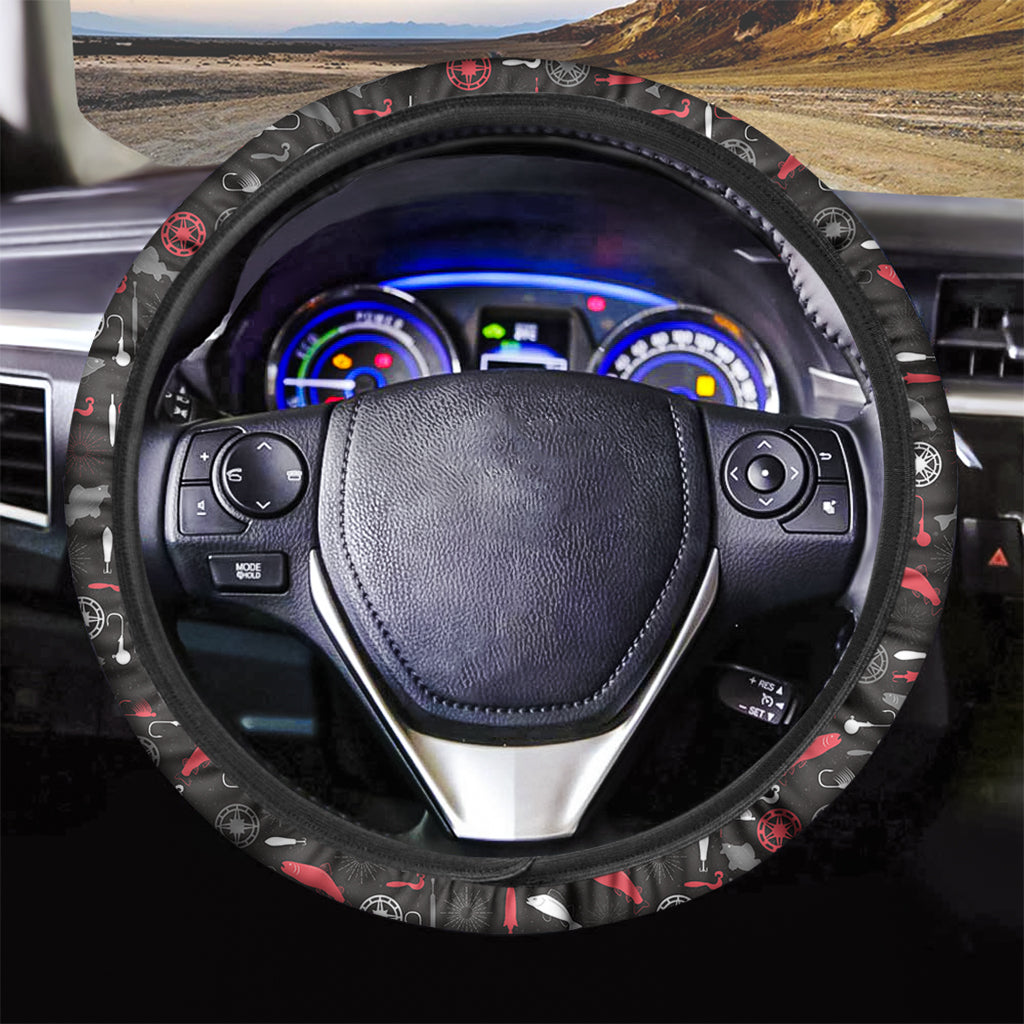 Fishing Theme Pattern Print Car Steering Wheel Cover