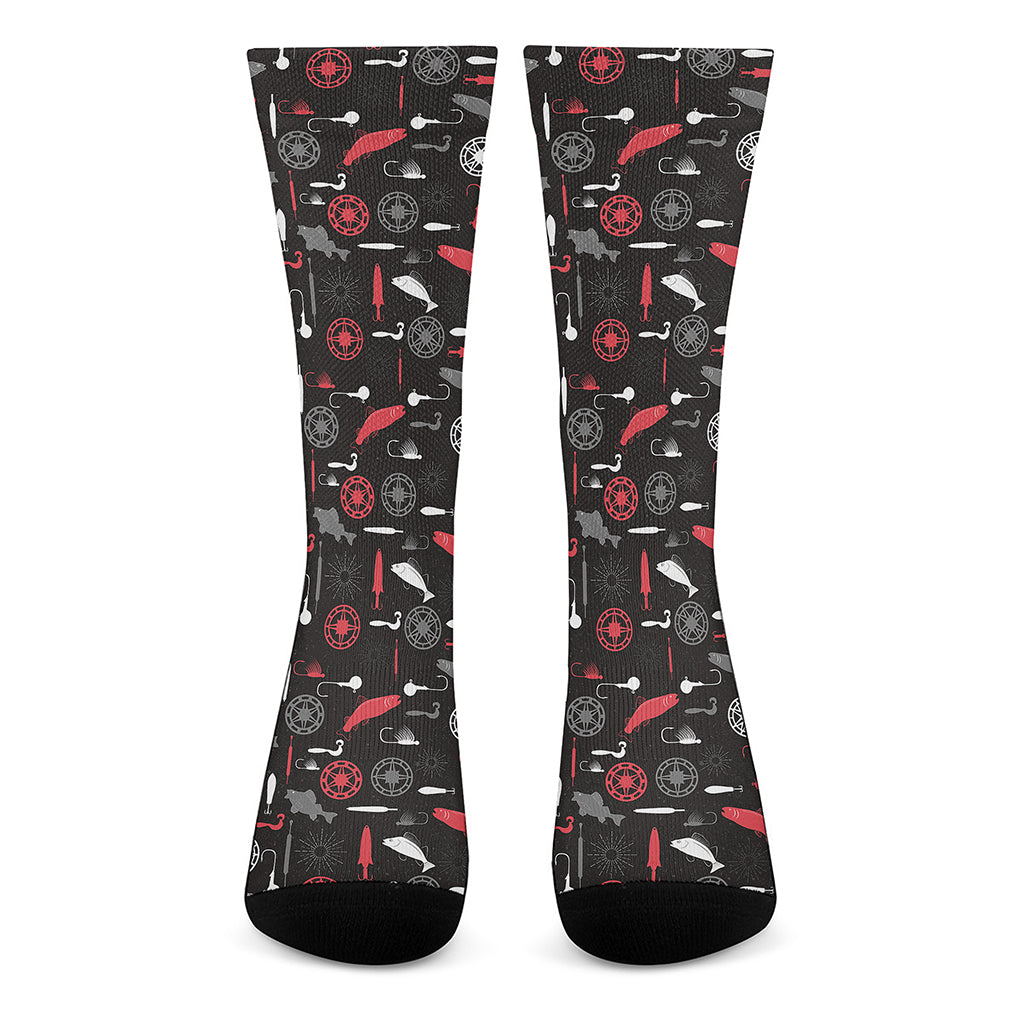 Fishing Theme Pattern Print Crew Socks