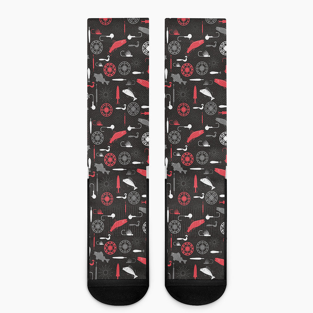Fishing Theme Pattern Print Crew Socks