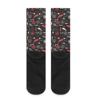 Fishing Theme Pattern Print Crew Socks