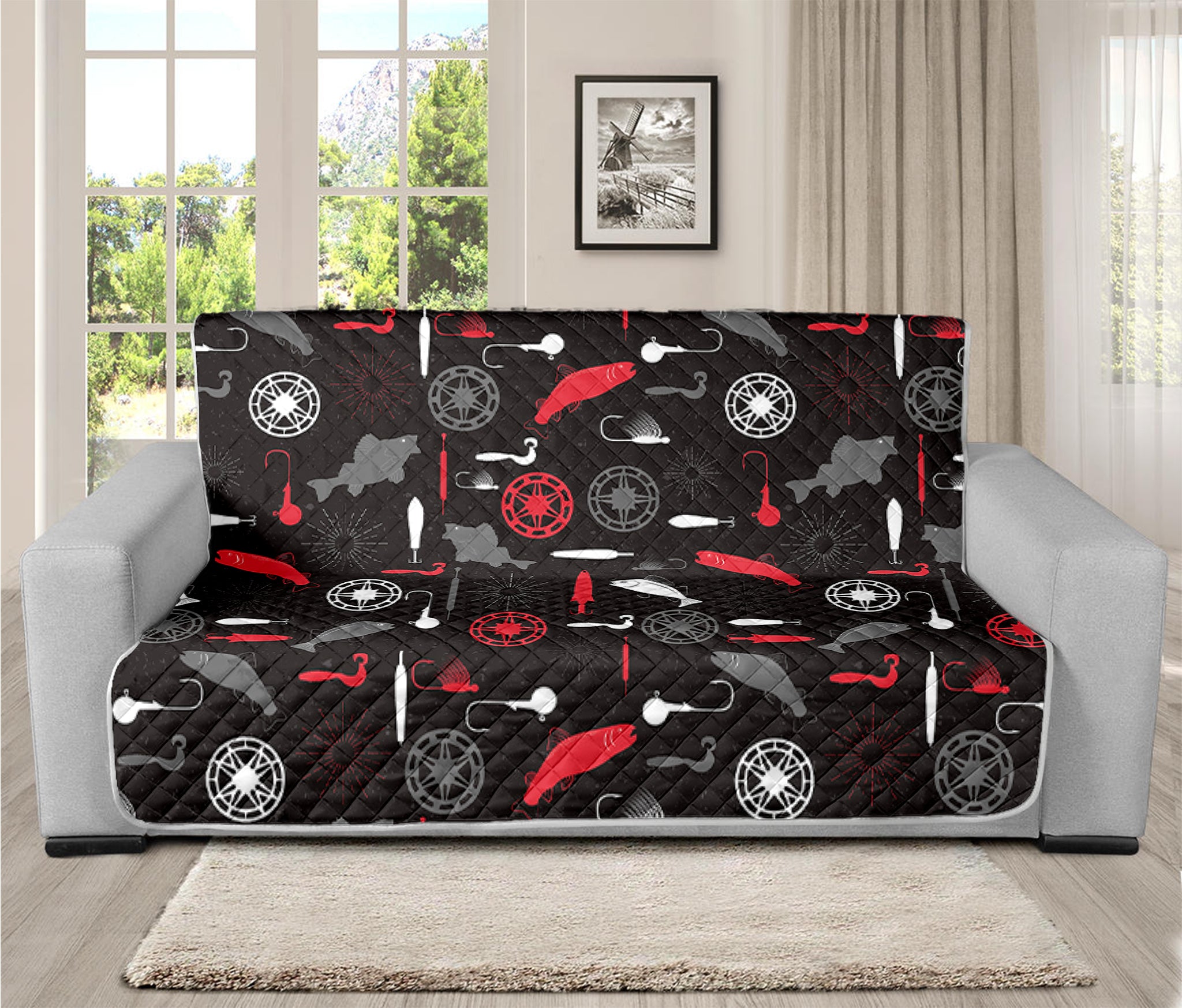 Fishing Theme Pattern Print Futon Protector