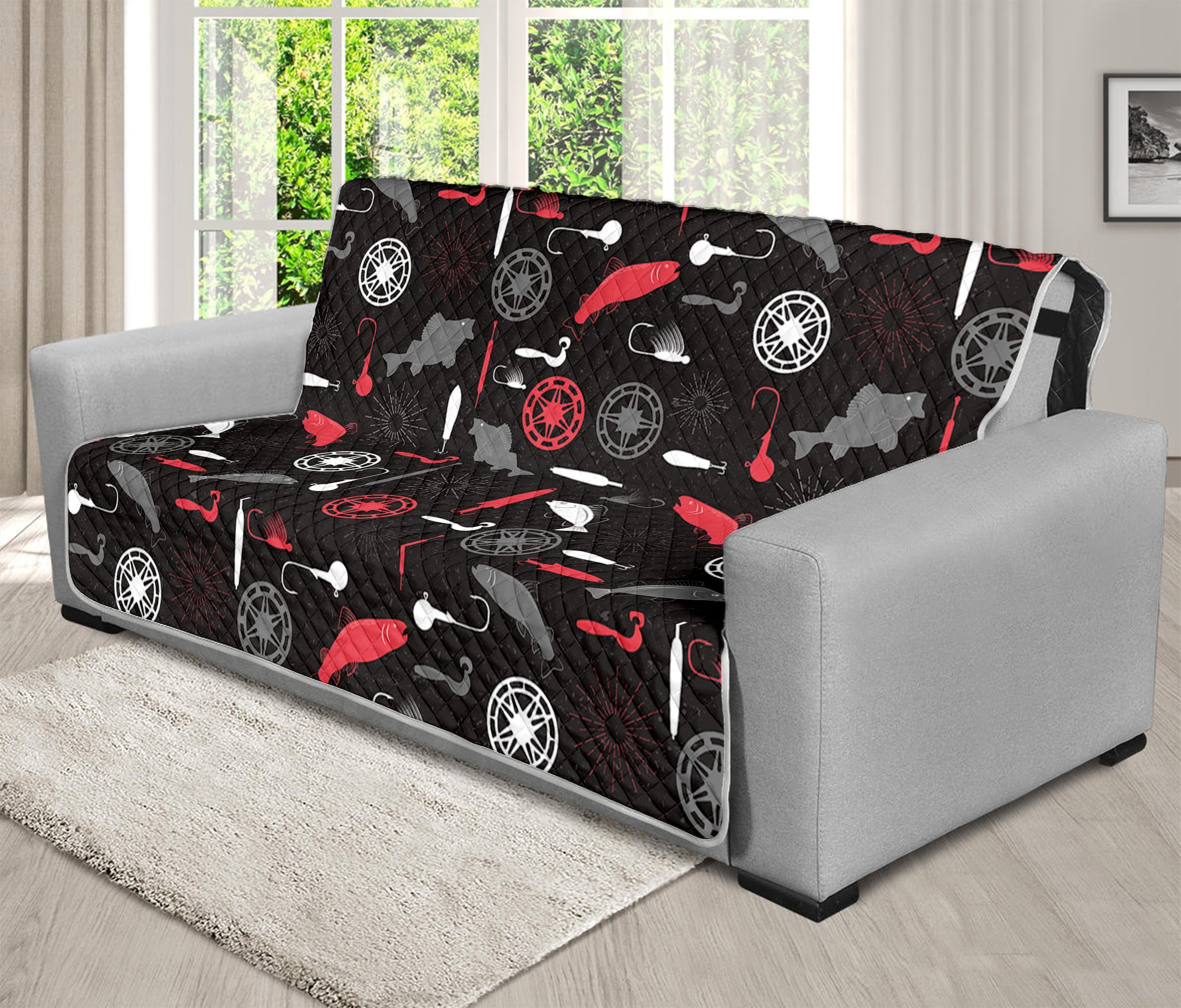 Fishing Theme Pattern Print Futon Protector