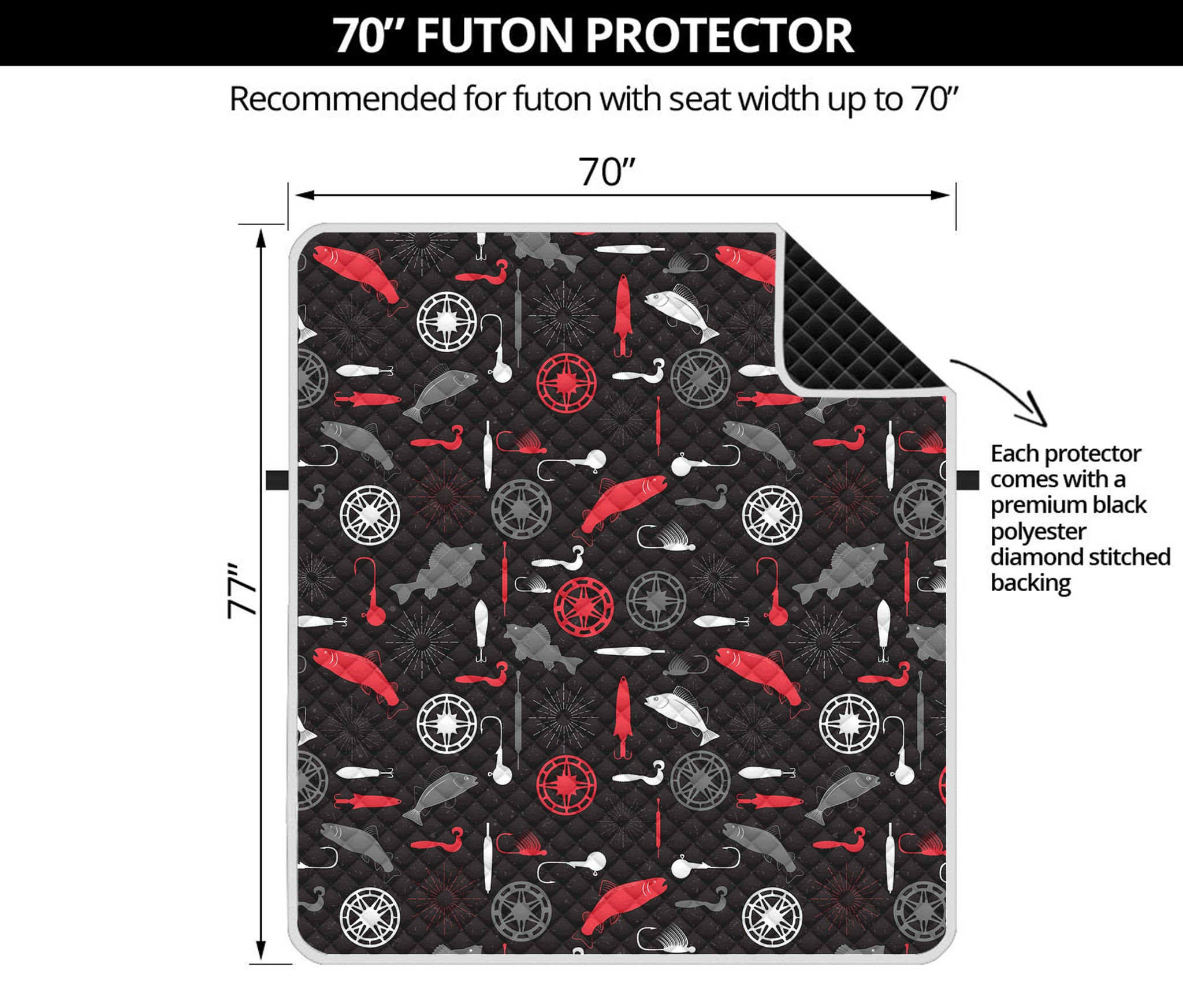 Fishing Theme Pattern Print Futon Protector