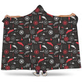 Fishing Theme Pattern Print Hooded Blanket