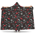 Fishing Theme Pattern Print Hooded Blanket