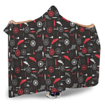 Fishing Theme Pattern Print Hooded Blanket