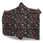 Fishing Theme Pattern Print Hooded Blanket