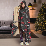Fishing Theme Pattern Print Hooded Blanket