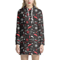 Fishing Theme Pattern Print Pullover Hoodie Dress