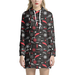 Fishing Theme Pattern Print Hoodie Dress