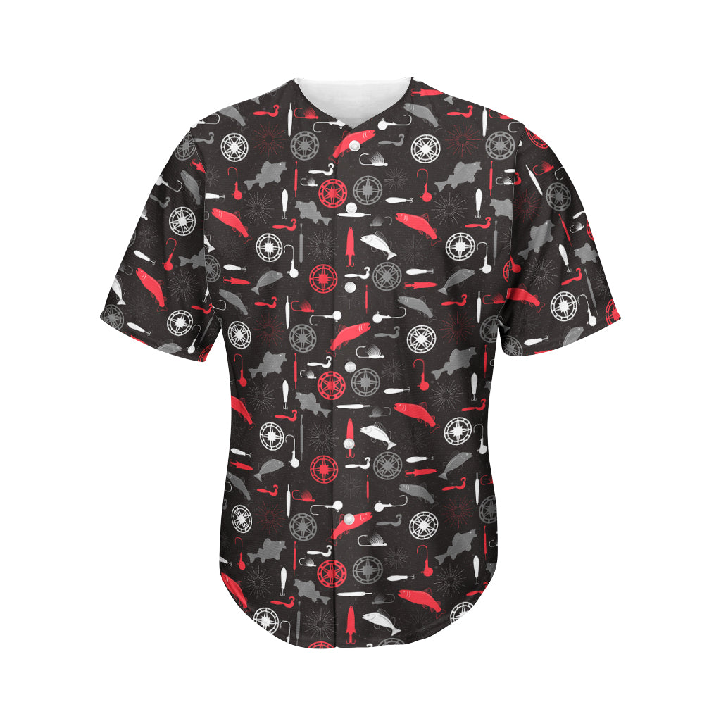 Fishing Theme Pattern Print Men's Baseball Jersey