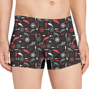 Fishing Theme Pattern Print Men's Boxer Briefs