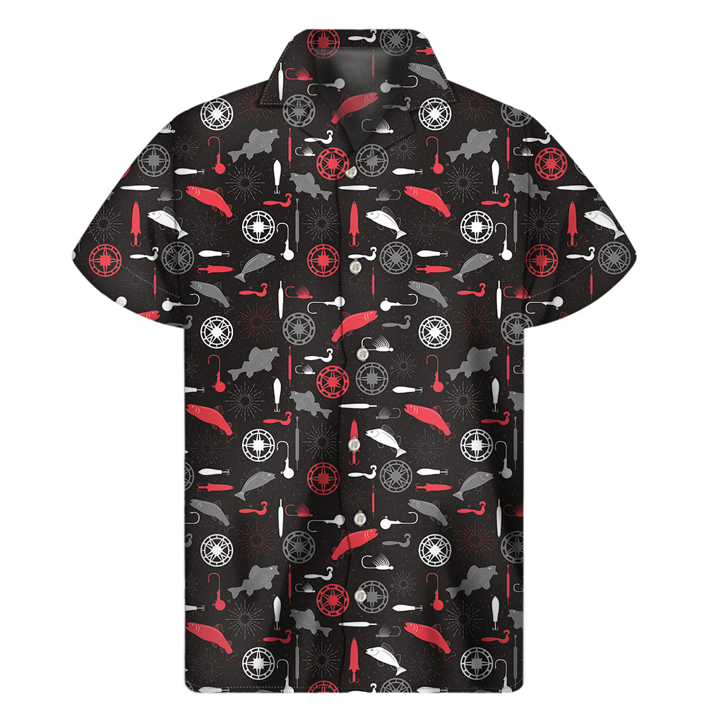 Fishing Theme Pattern Print Men's Short Sleeve Shirt