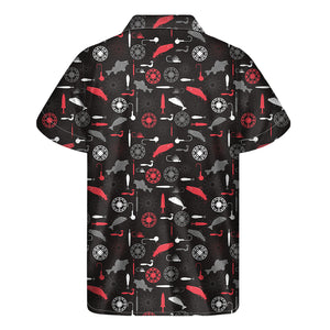 Fishing Theme Pattern Print Men's Short Sleeve Shirt