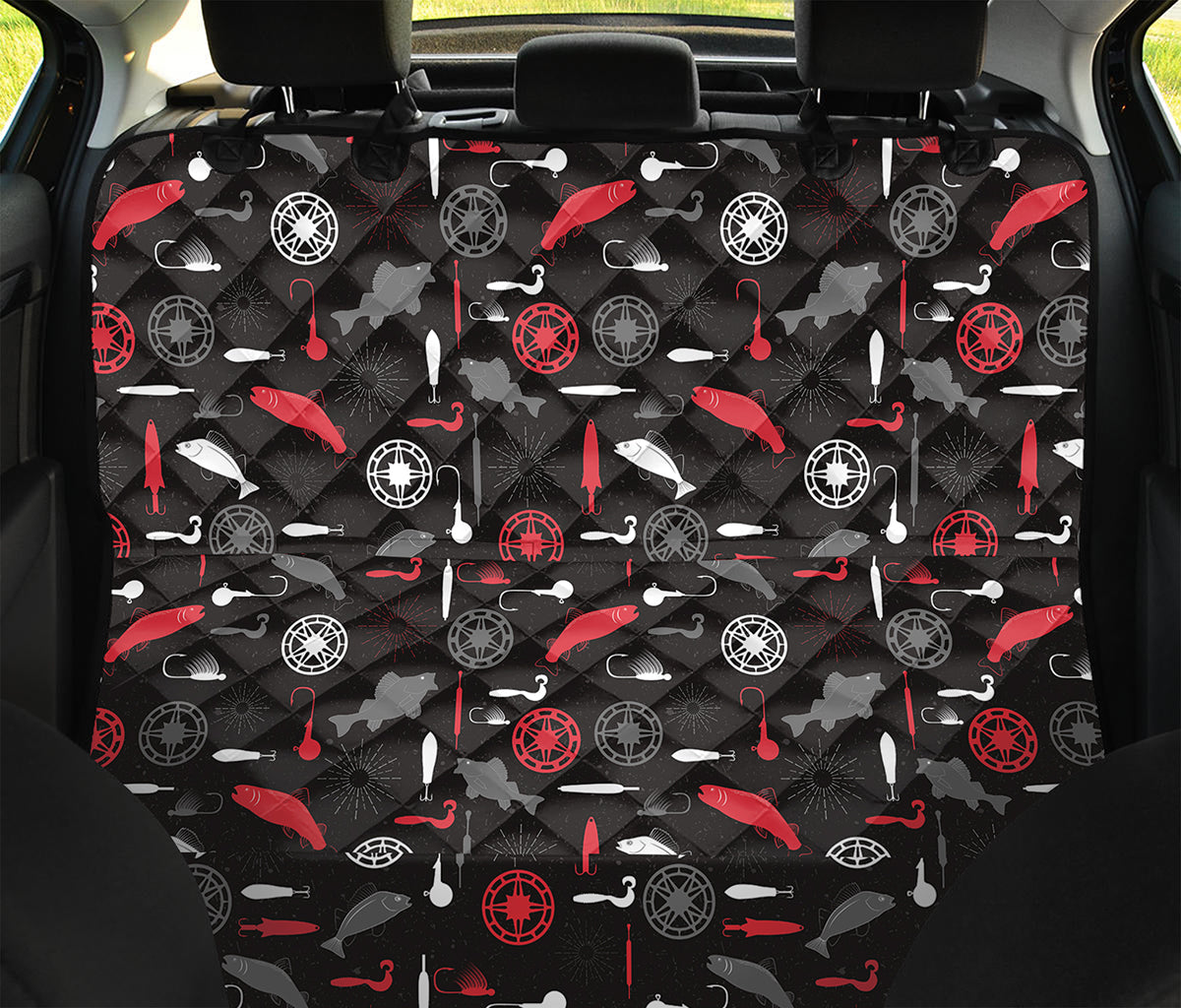 Fishing Theme Pattern Print Pet Car Back Seat Cover