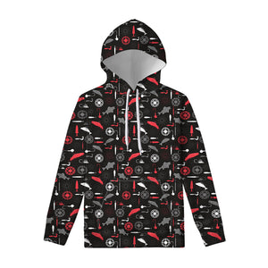 Fishing Theme Pattern Print Pullover Hoodie