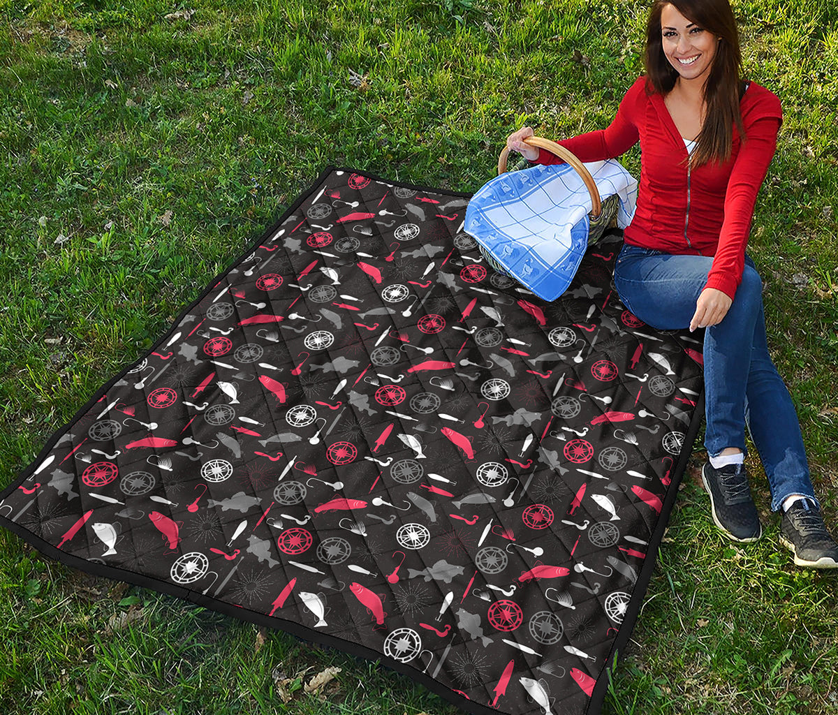 Fishing Theme Pattern Print Quilt