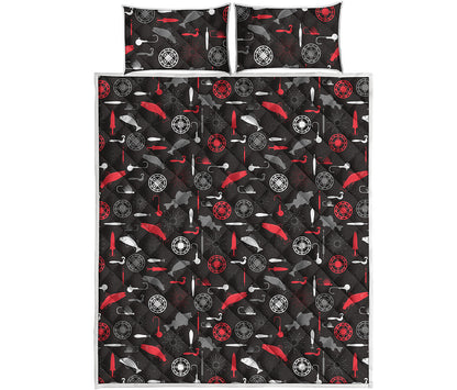 Fishing Theme Pattern Print Quilt Bed Set