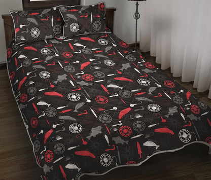 Fishing Theme Pattern Print Quilt Bed Set