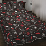 Fishing Theme Pattern Print Quilt Bed Set