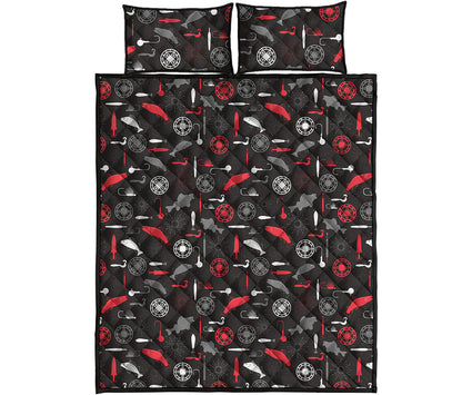 Fishing Theme Pattern Print Quilt Bed Set