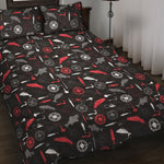 Fishing Theme Pattern Print Quilt Bed Set