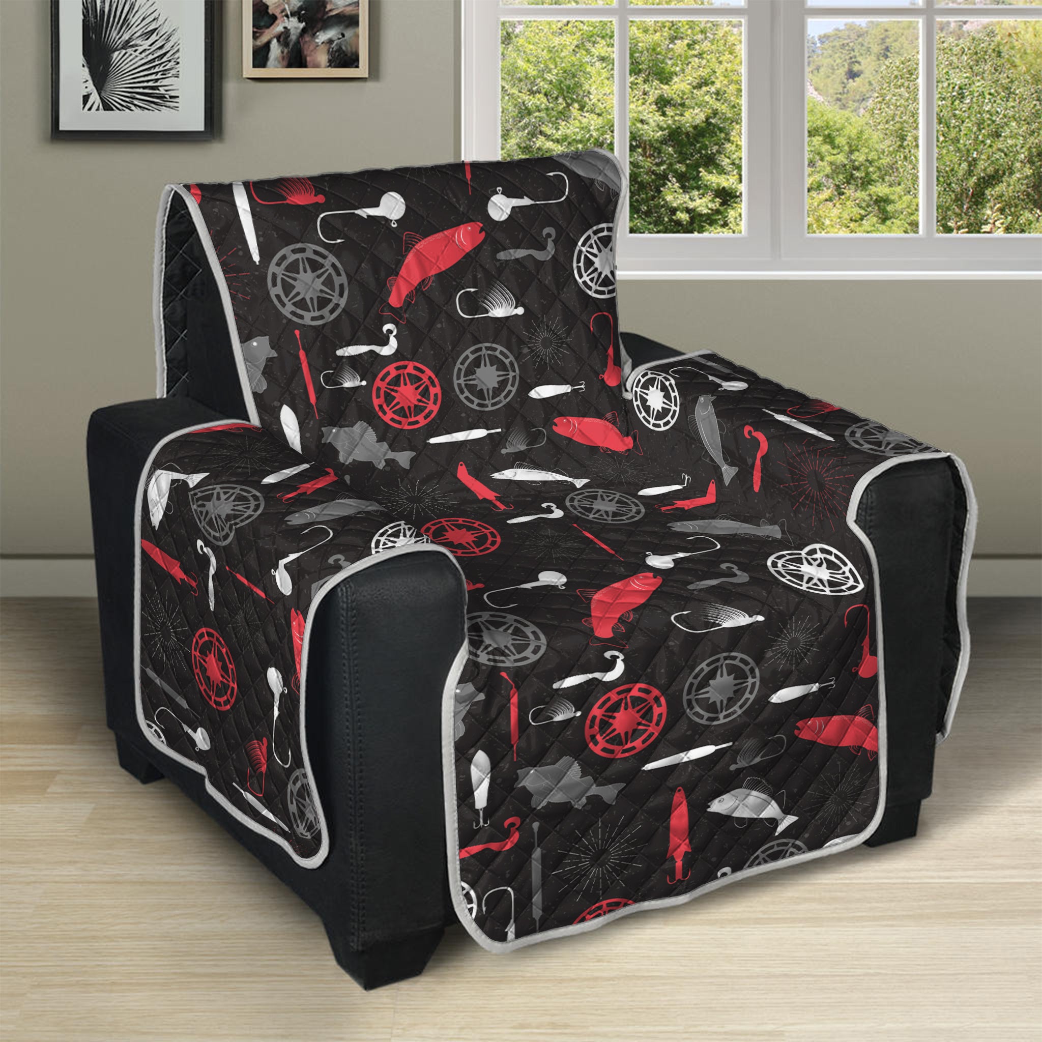 Fishing Theme Pattern Print Recliner Protector