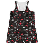 Fishing Theme Pattern Print Women's Racerback Tank Top