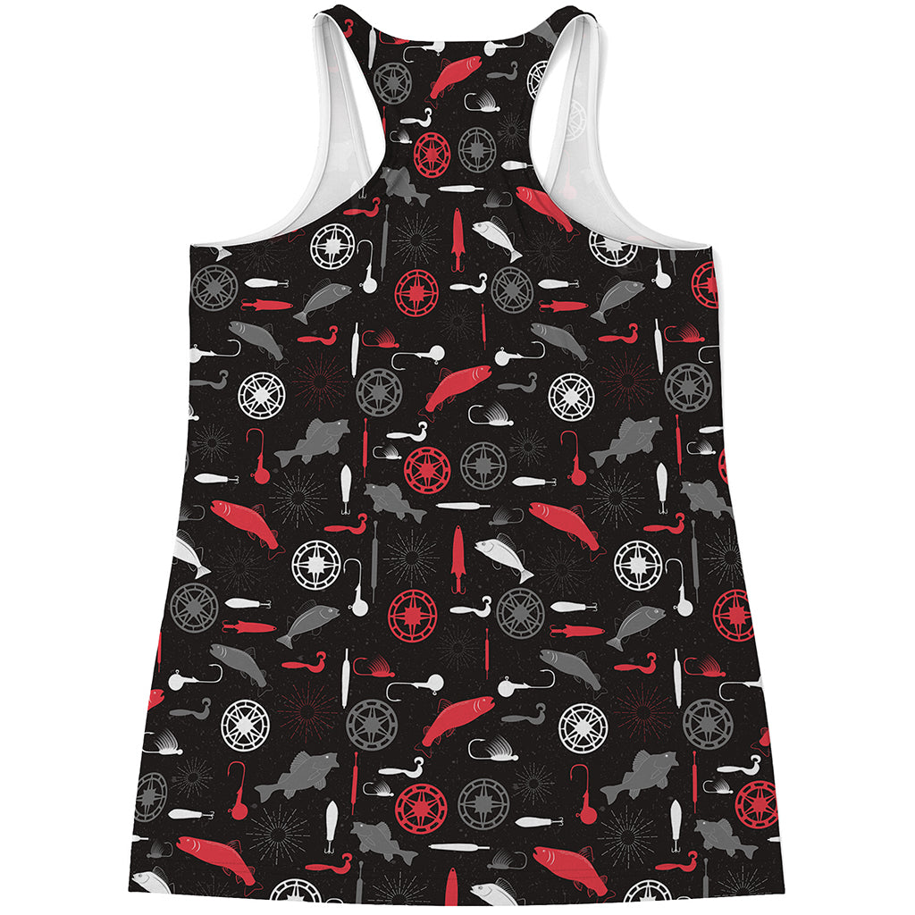 Fishing Theme Pattern Print Women's Racerback Tank Top