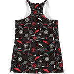 Fishing Theme Pattern Print Women's Racerback Tank Top