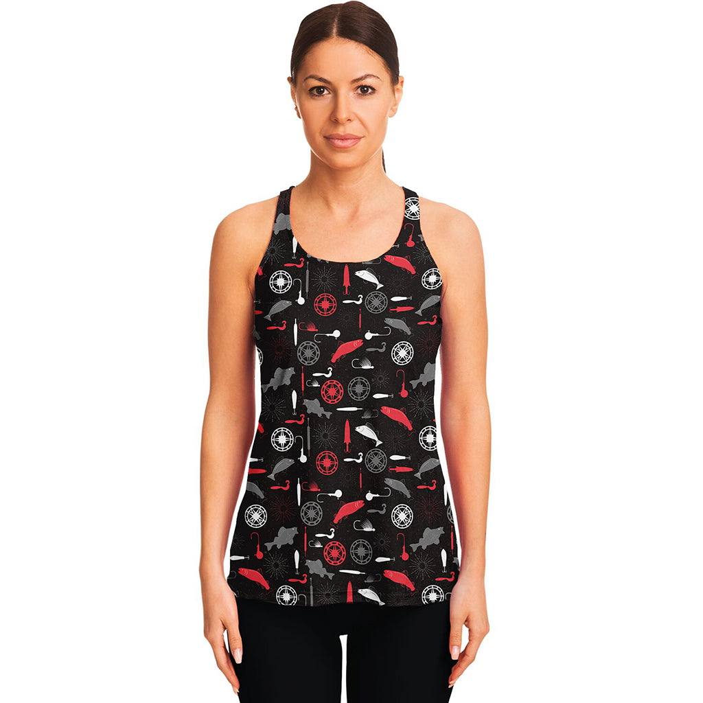 Fishing Theme Pattern Print Women's Racerback Tank Top
