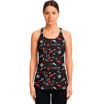 Fishing Theme Pattern Print Women's Racerback Tank Top