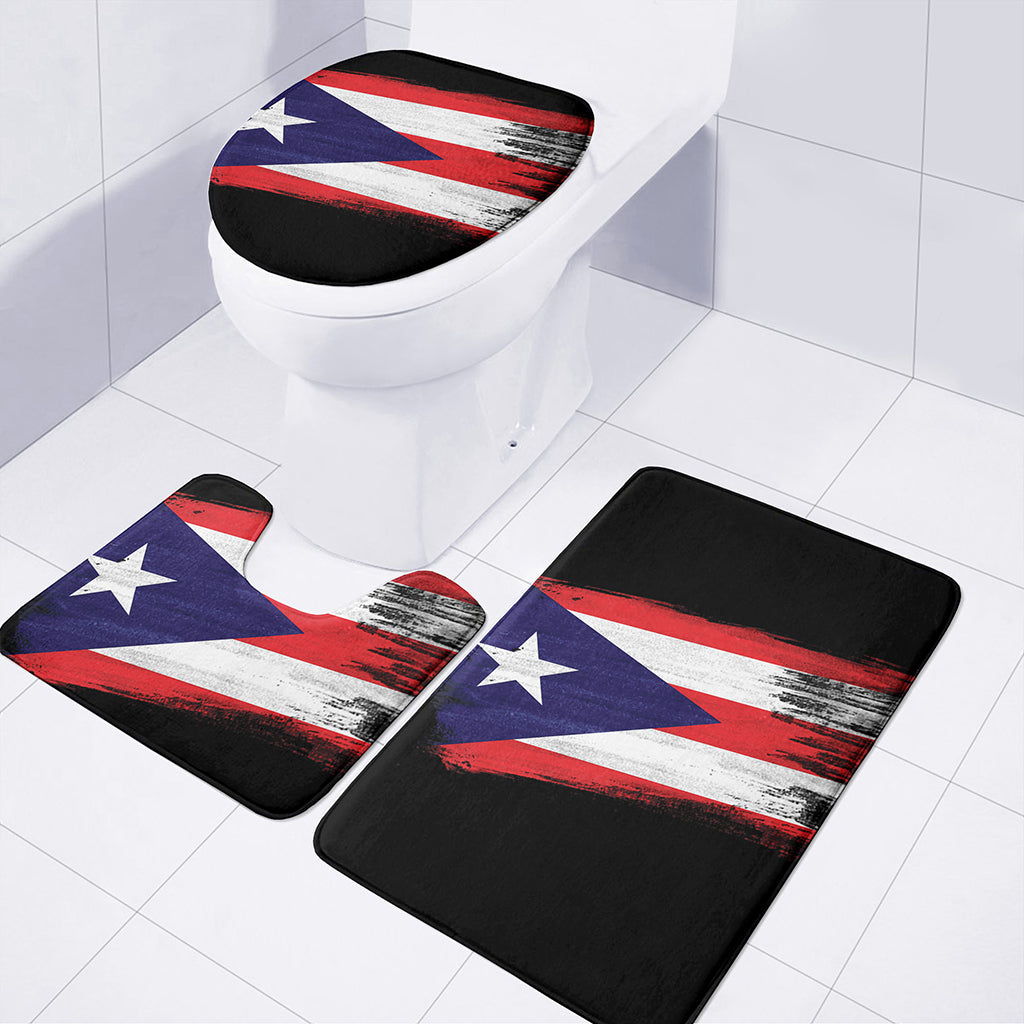 Flag Of Puerto Rico Print 3 Piece Bath Mat Set