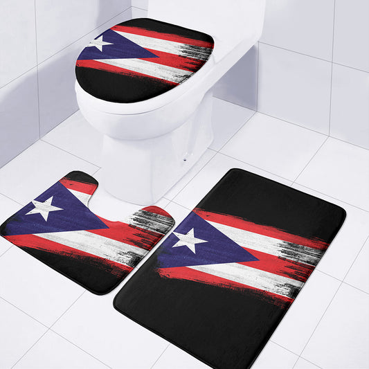 Flag Of Puerto Rico Print 3 Piece Bath Mat Set