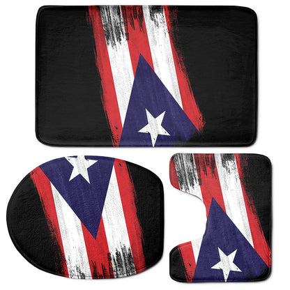 Flag Of Puerto Rico Print 3 Piece Bath Mat Set