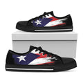 Flag Of Puerto Rico Print Black Low Top Sneakers