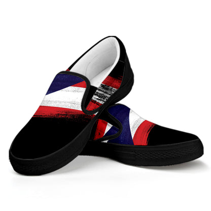 Flag Of Puerto Rico Print Black Slip On Shoes