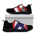 Flag Of Puerto Rico Print Black Running Shoes