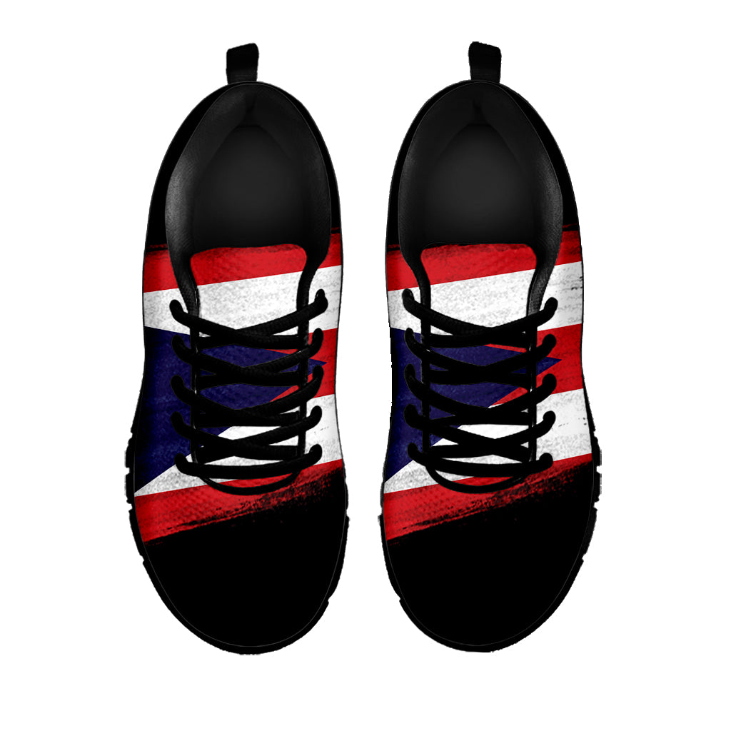 Flag Of Puerto Rico Print Black Sneakers