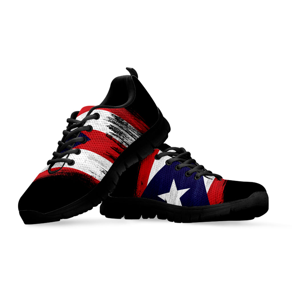 Flag Of Puerto Rico Print Black Sneakers