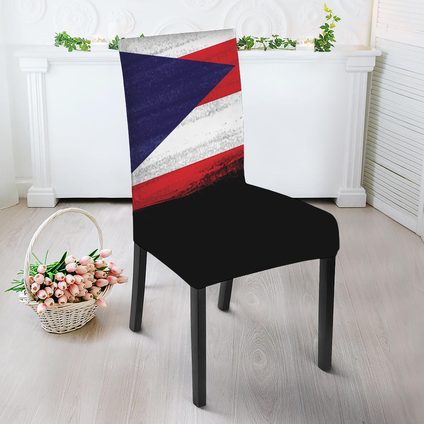 Flag Of Puerto Rico Print Dining Chair Slipcover