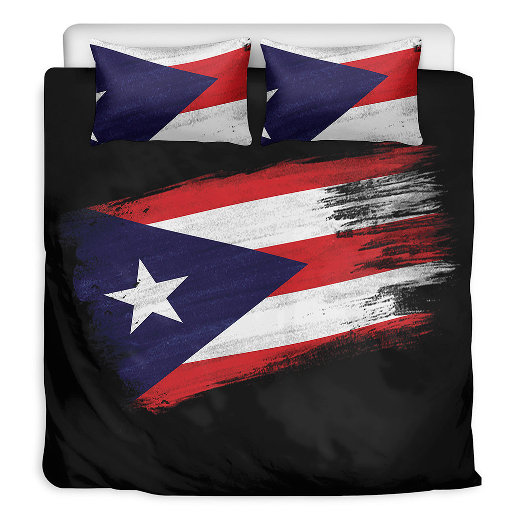 Flag Of Puerto Rico Print Duvet Cover Bedding Set
