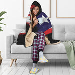 Flag Of Puerto Rico Print Hooded Blanket