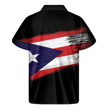 Flag Of Puerto Rico Print Men's Short Sleeve Shirt