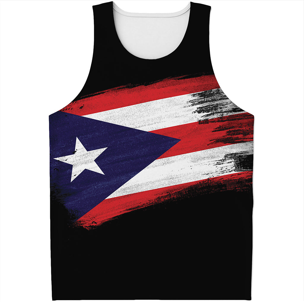 Flag Of Puerto Rico Print Men's Tank Top