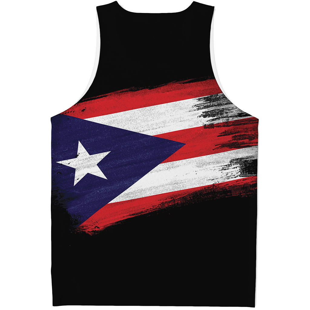 Flag Of Puerto Rico Print Men's Tank Top