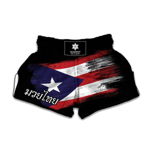 Flag Of Puerto Rico Print Muay Thai Boxing Shorts