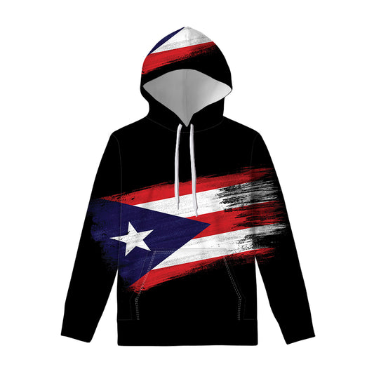 Flag Of Puerto Rico Print Pullover Hoodie