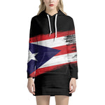 Flag Of Puerto Rico Print Pullover Hoodie Dress